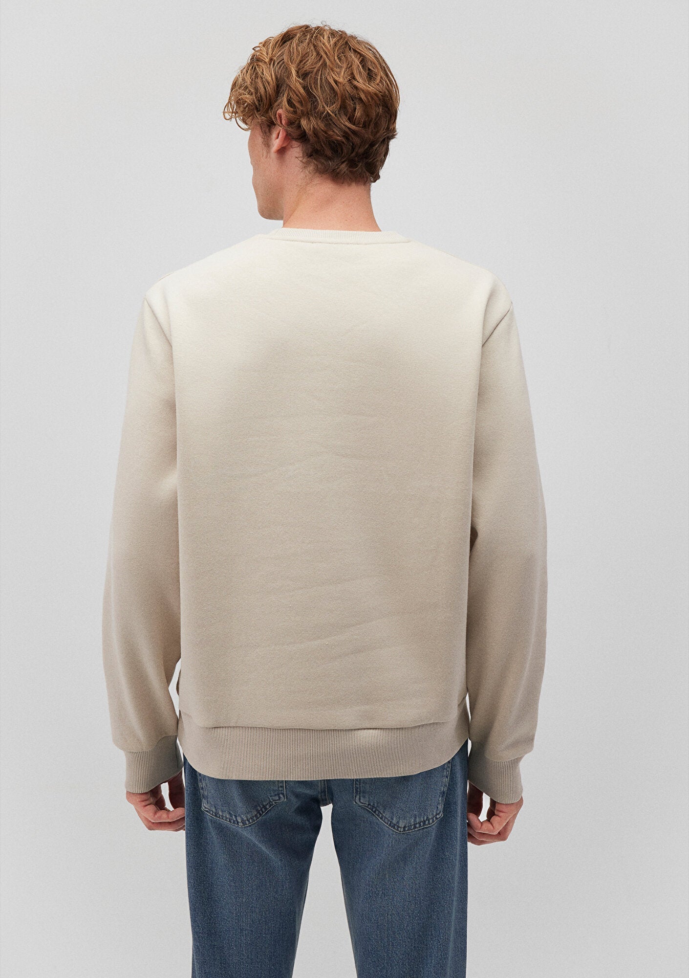 Crew Neck Beige Basic Sweatshirt