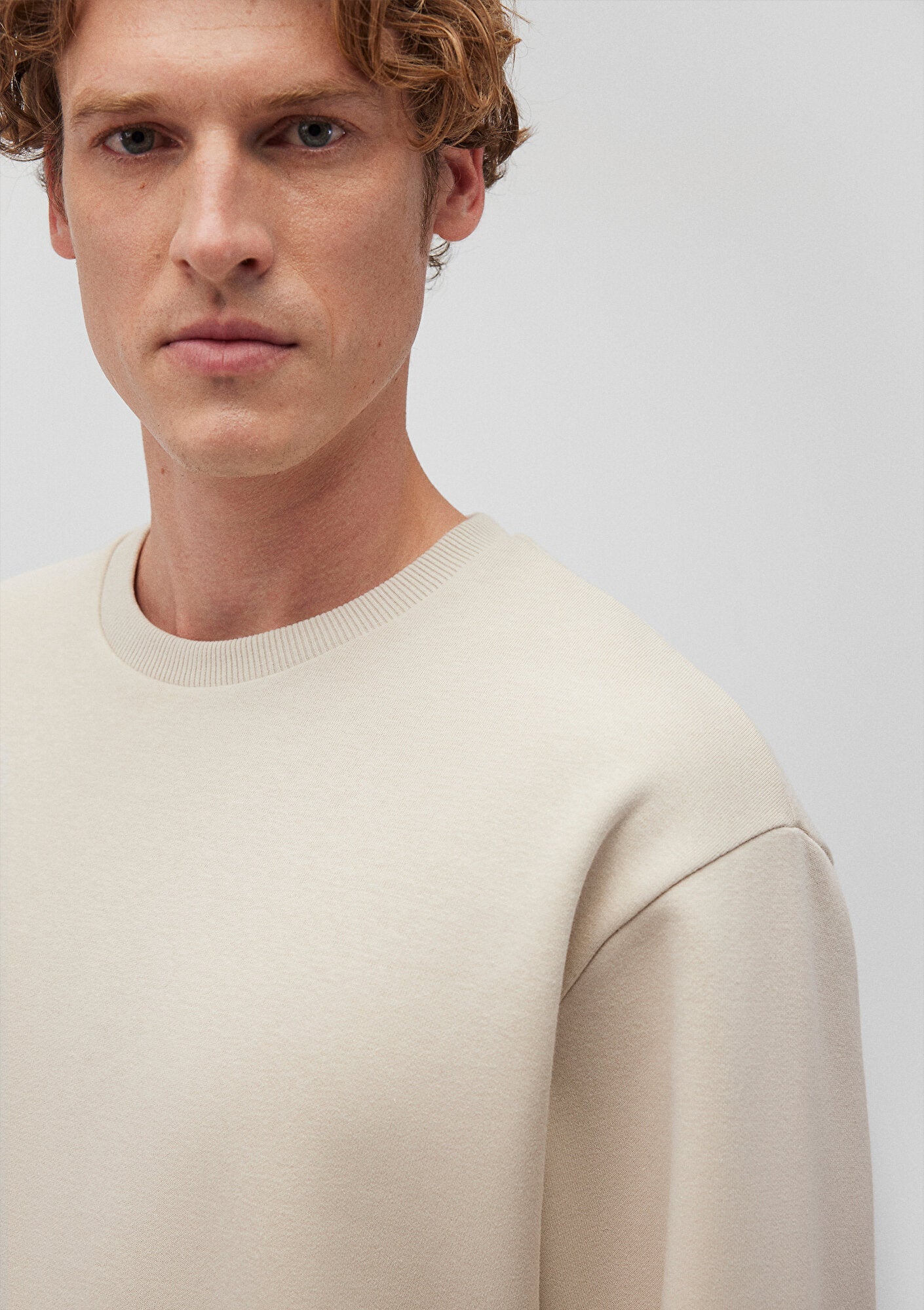 Crew Neck Beige Basic Sweatshirt