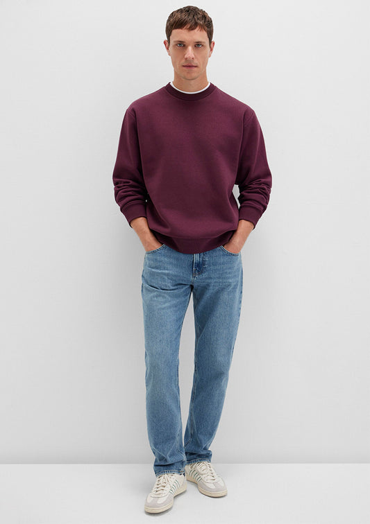 Crew Neck Burgundy Basic Sweatshirt