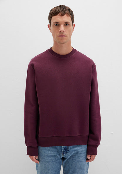 Crew Neck Burgundy Basic Sweatshirt