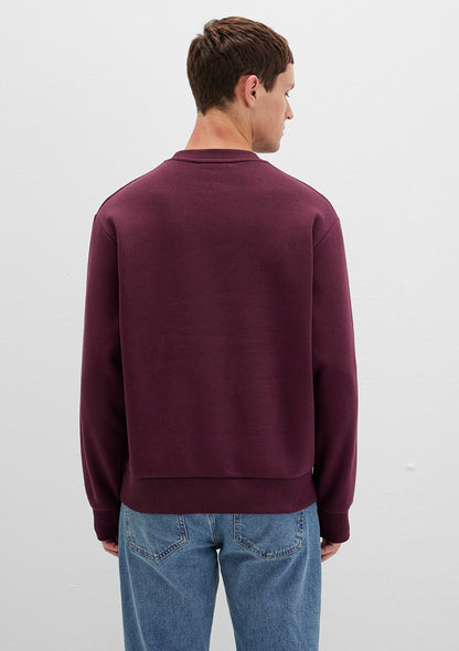 Crew Neck Burgundy Basic Sweatshirt