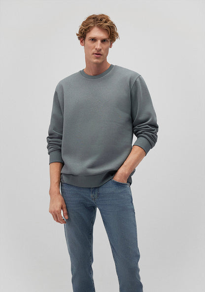Crew Neck Green Basic Sweatshirt