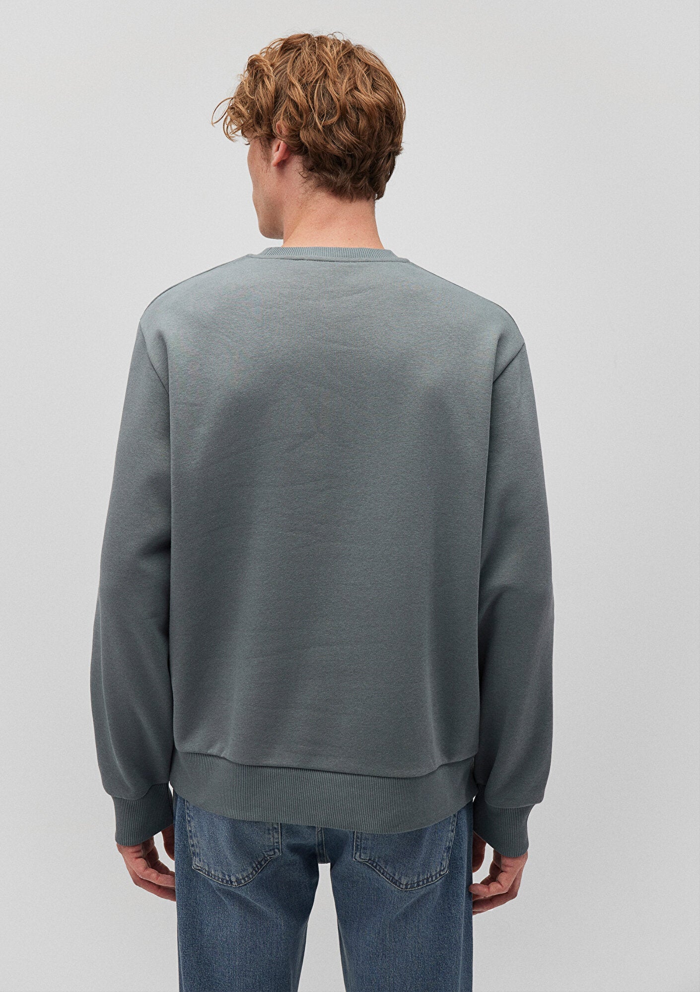 Crew Neck Green Basic Sweatshirt