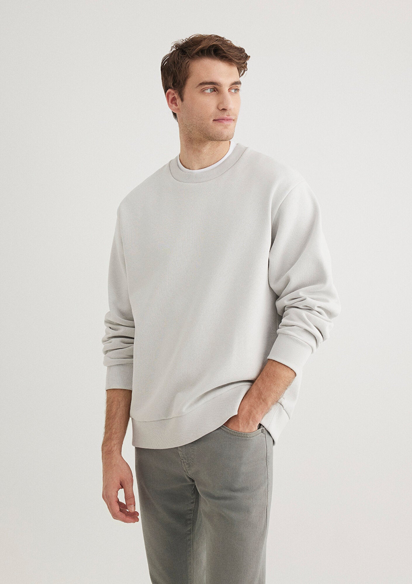 Crew Neck Gray Sweatshirt