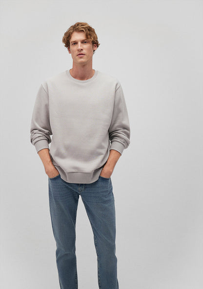 Crew Neck Grey Basic Sweatshirt