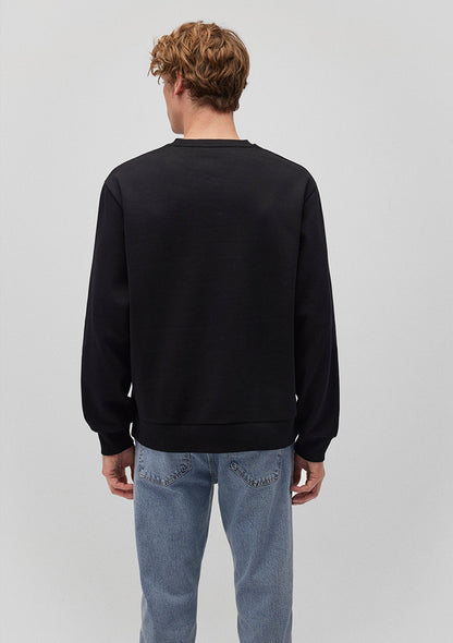 Crew Neck Black Basic Sweatshirt