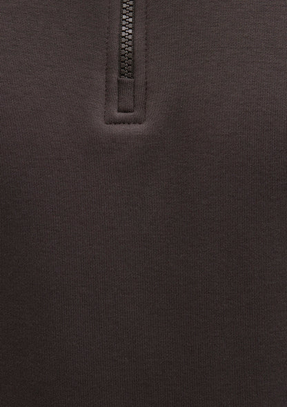 Half Zip Brown Basic Sweatshirt