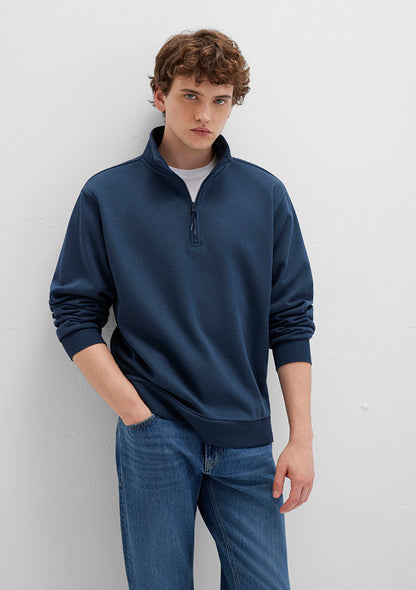 Half Zip Navy Basic Sweatshirt