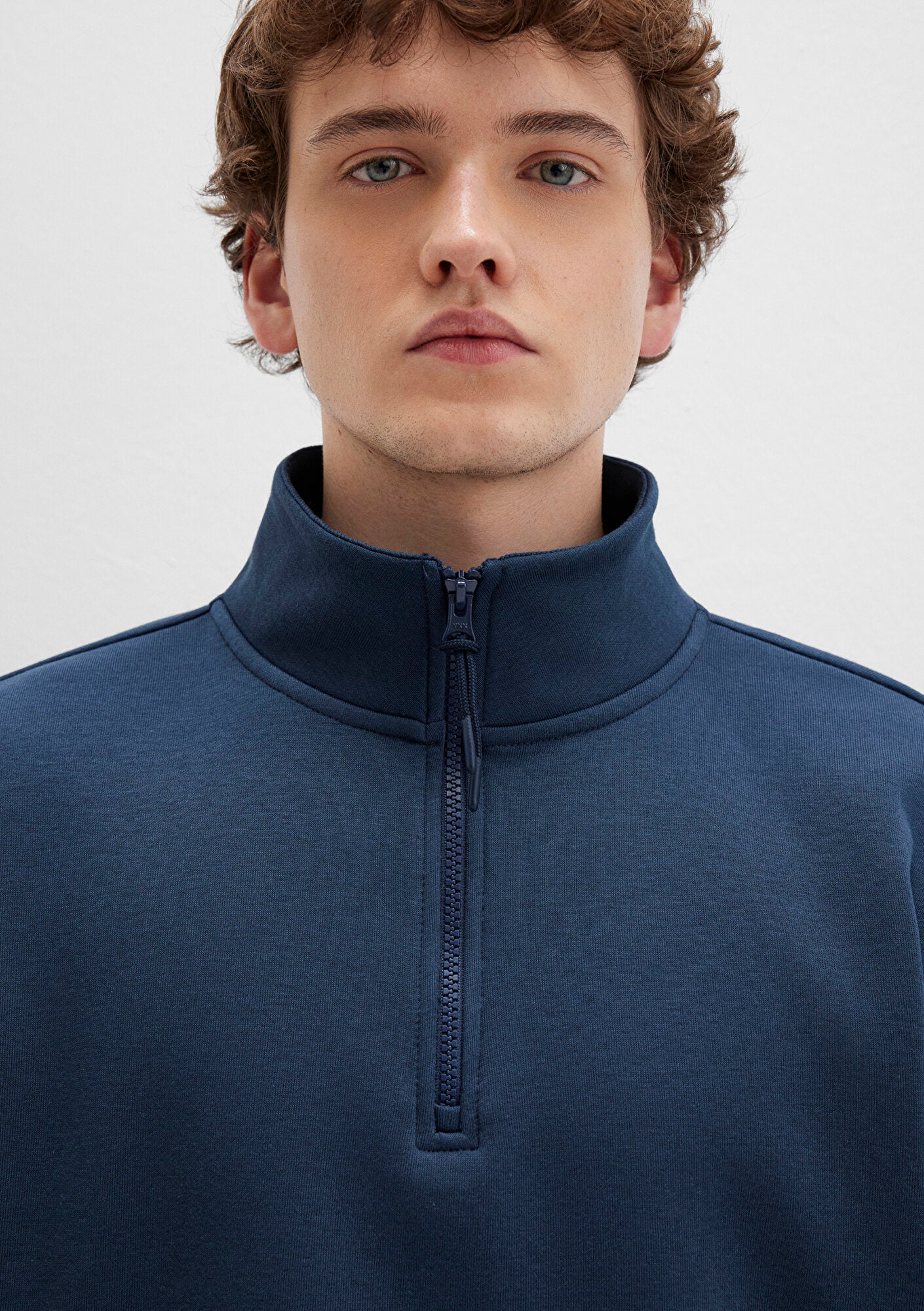 Half Zip Navy Basic Sweatshirt
