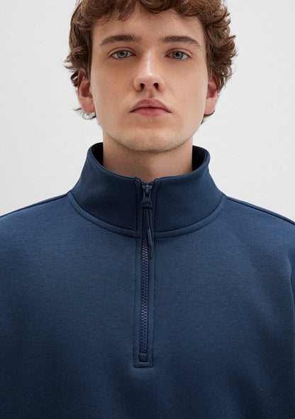 Half Zip Navy Basic Sweatshirt