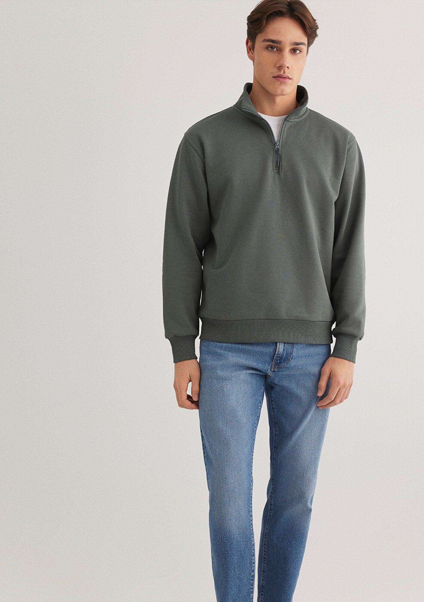 Half Zip Green Sweatshirt