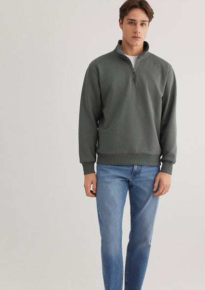 Half Zip Green Sweatshirt