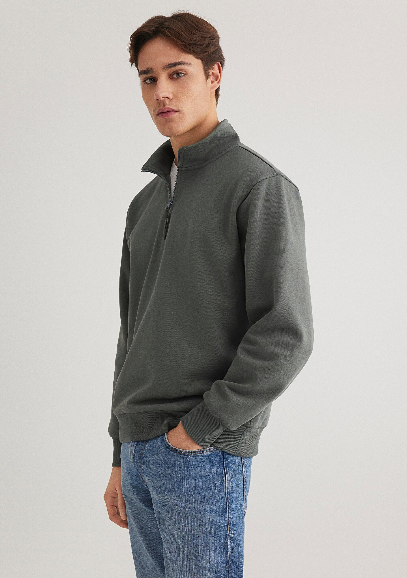 Half Zip Green Sweatshirt