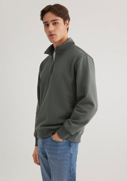 Half Zip Green Sweatshirt