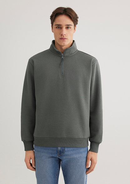Half Zip Green Sweatshirt