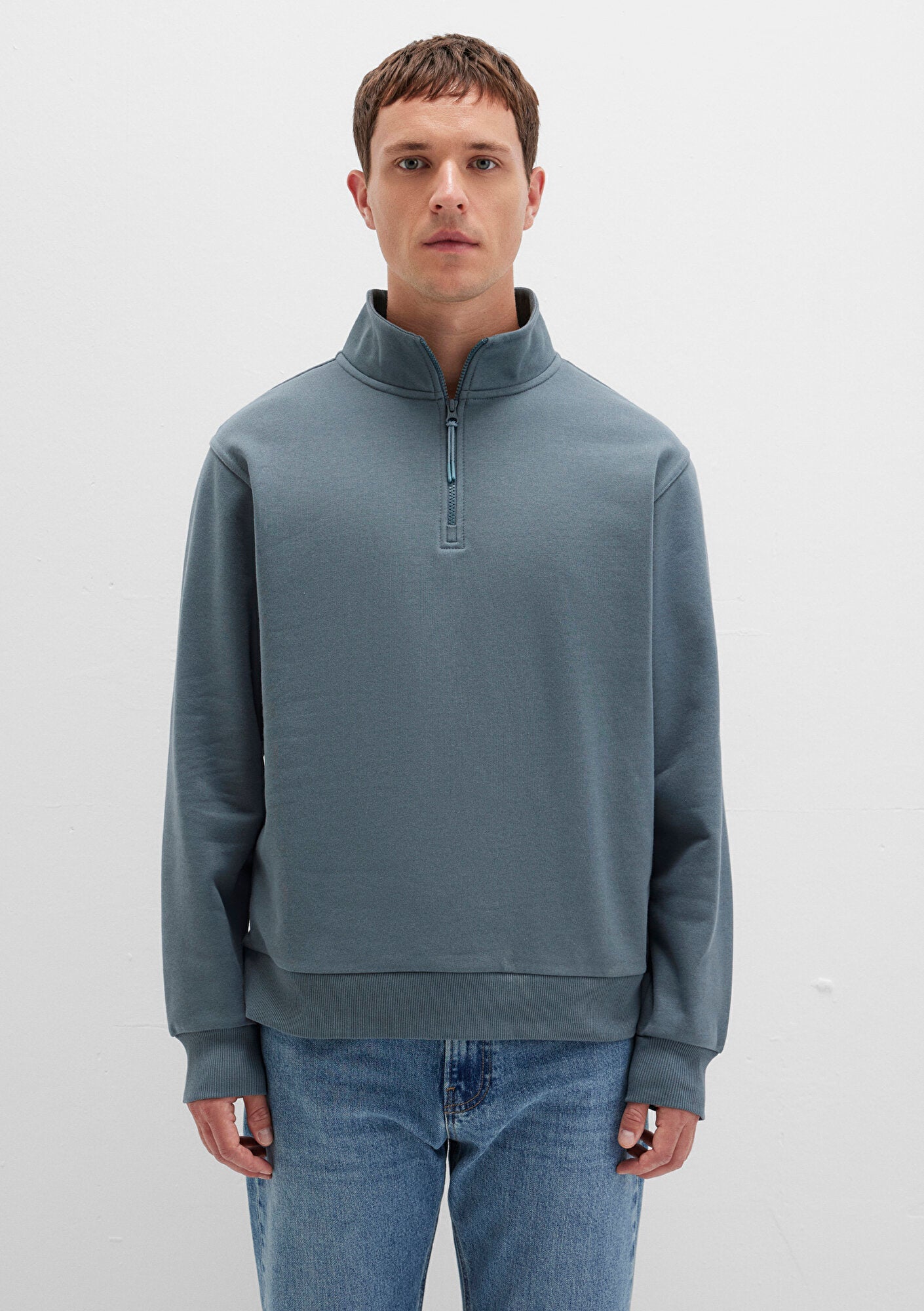 Half Zip Grey Basic Sweatshirt