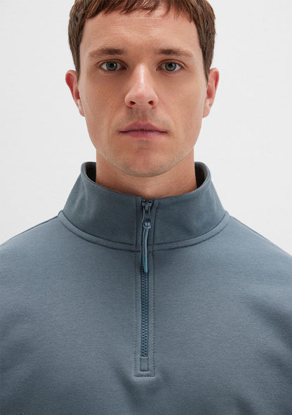 Half Zip Grey Basic Sweatshirt