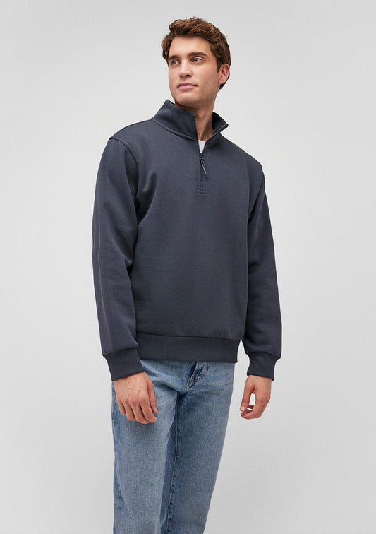 Half Zip Navy Basic Sweatshirt