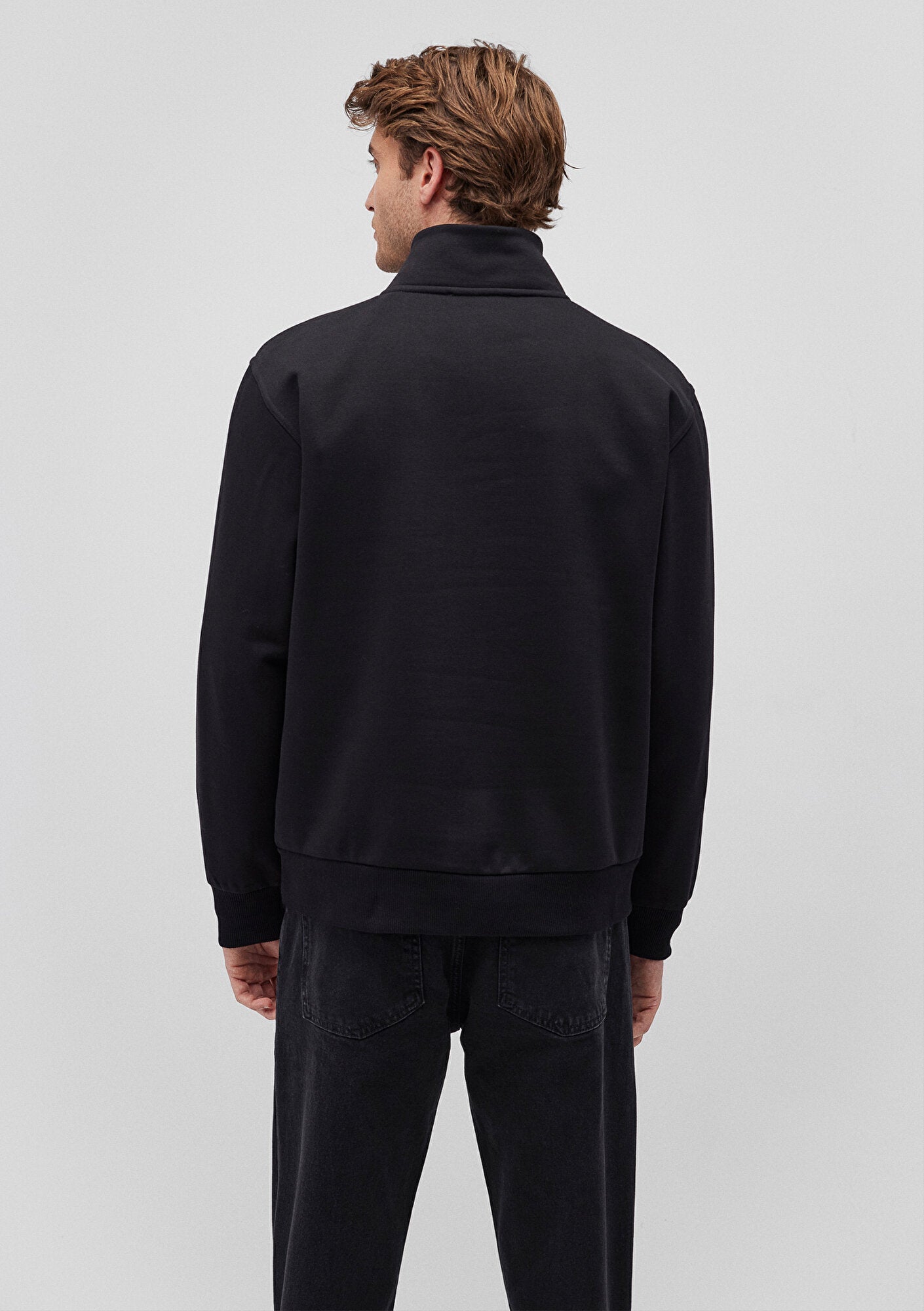 Half Zip Black Basic Sweatshirt