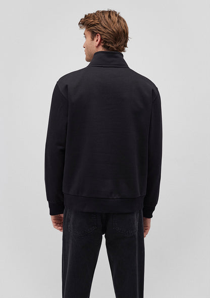 Half Zip Black Basic Sweatshirt