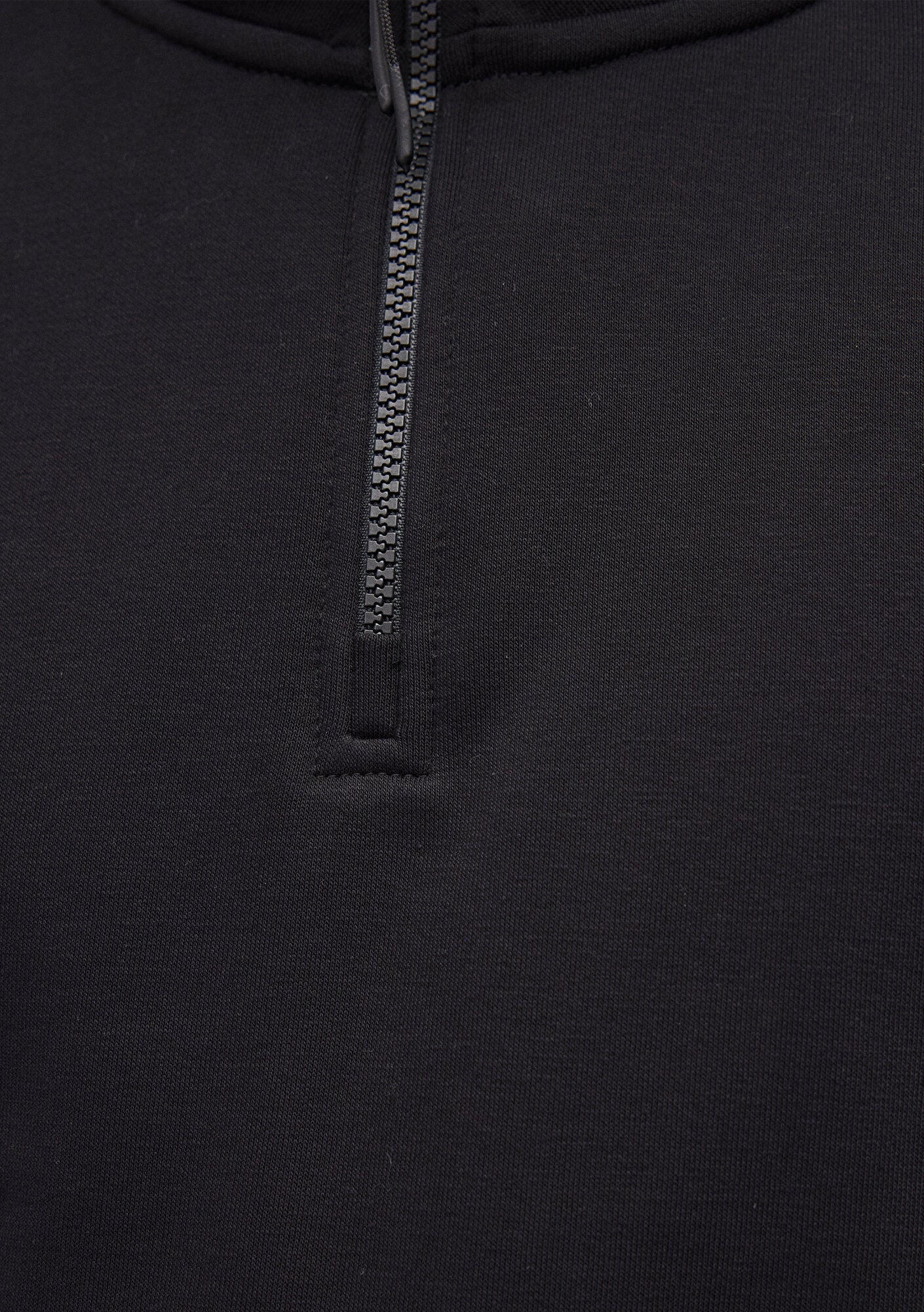 Half Zip Black Basic Sweatshirt