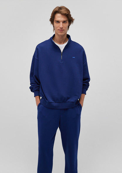 Half Zip Navy Basic Sweatshirt