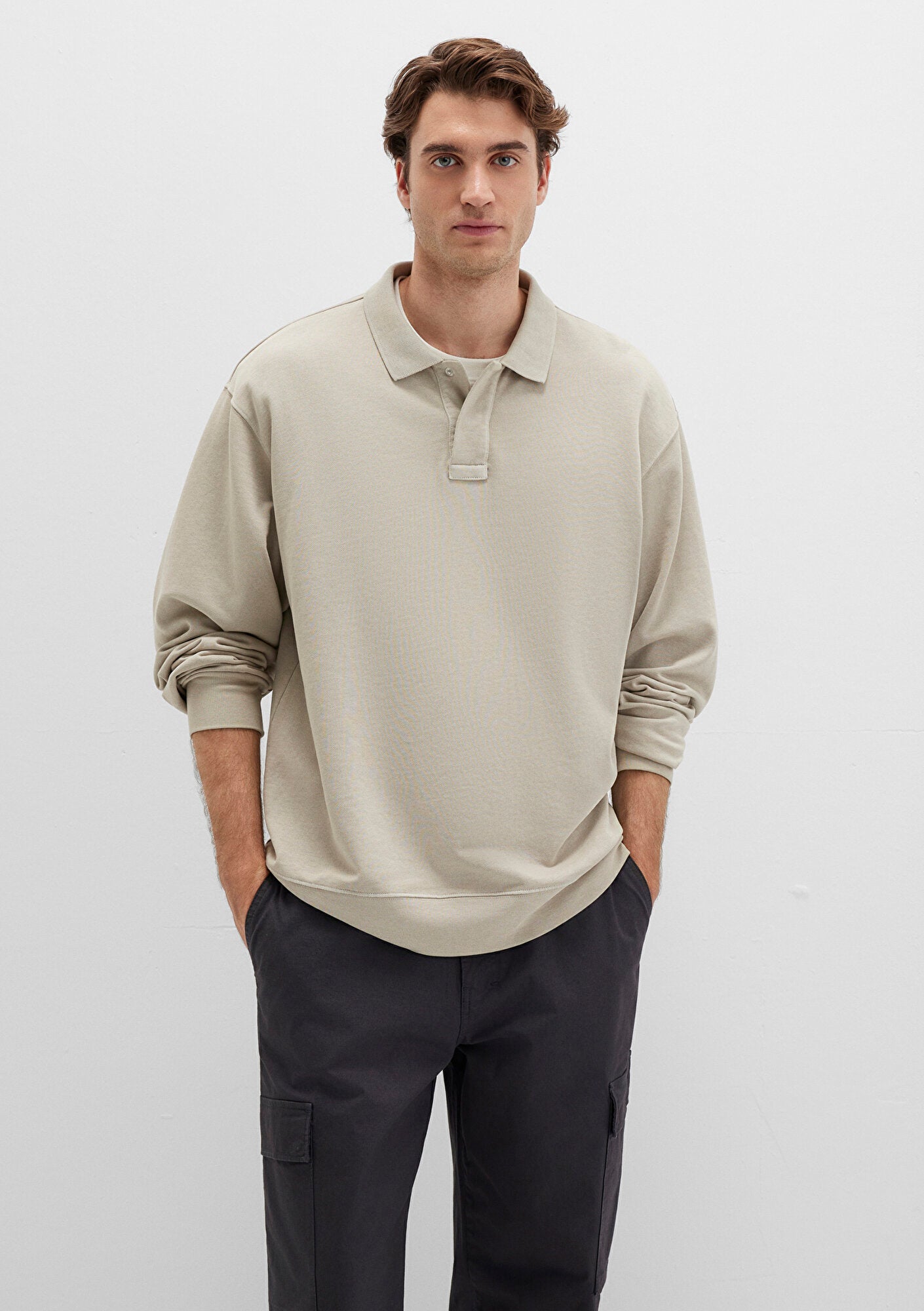 Beige Polo Sweatshirt