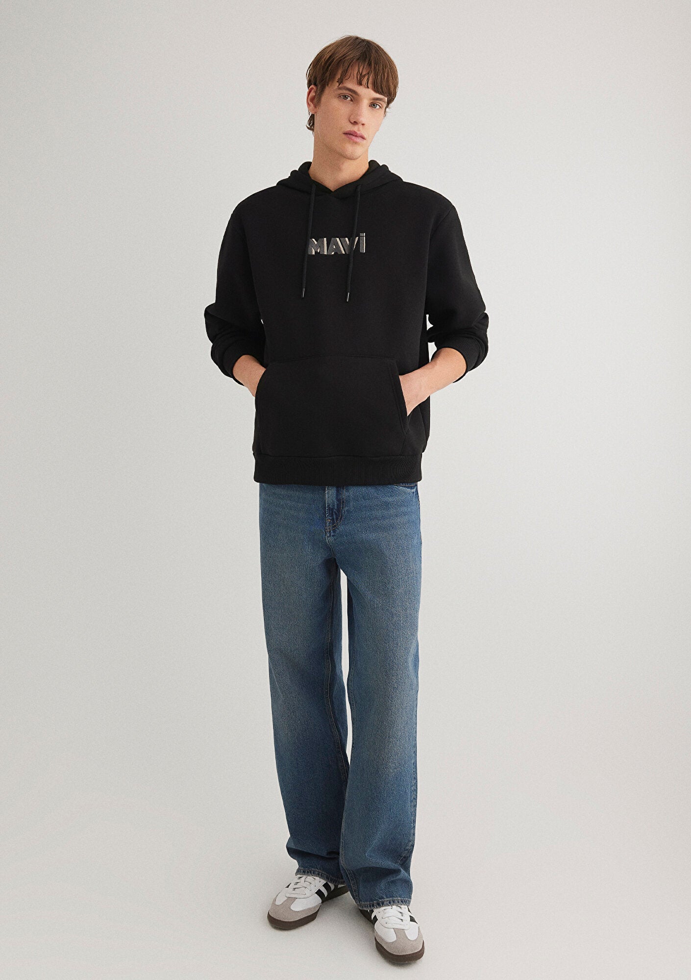 Mavi Logo Printed Hooded Black Sweatshirt