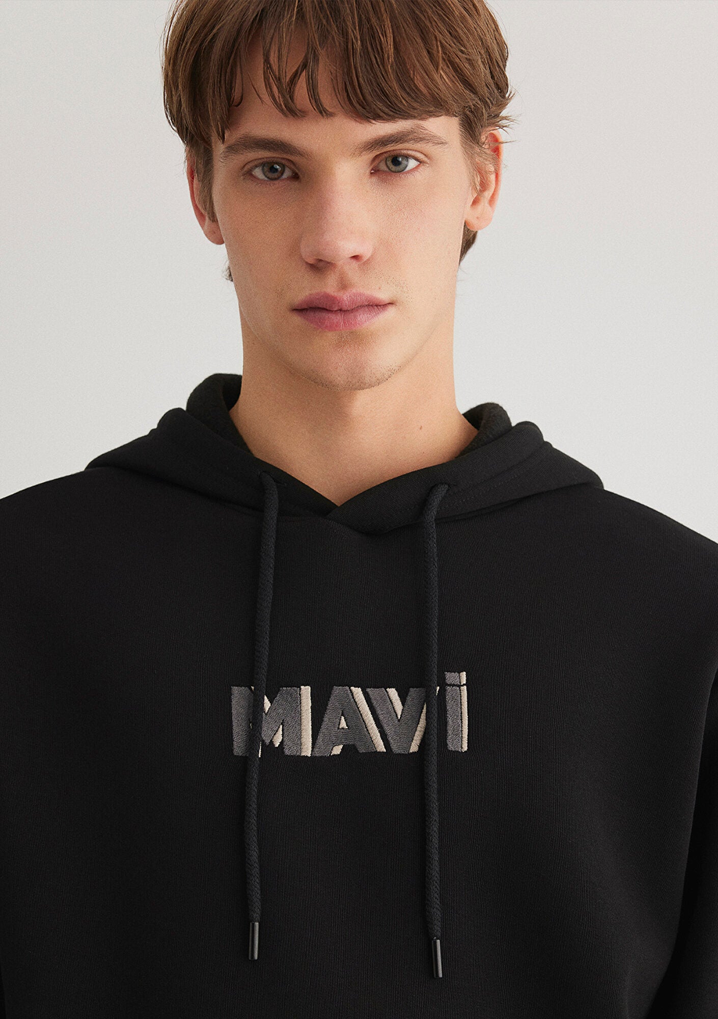 Mavi Logo Printed Hooded Black Sweatshirt