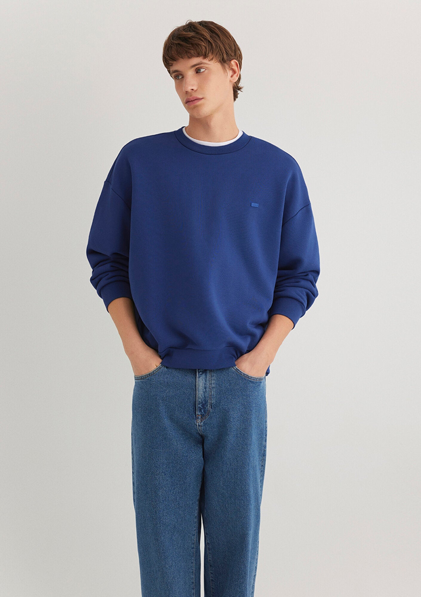Crew Neck Blue Sweatshirt