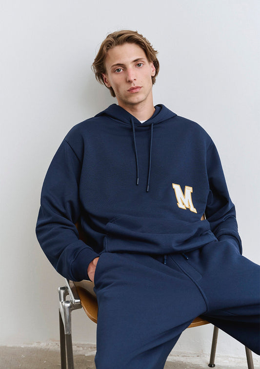 Back Printed Hooded Navy Sweatshirt