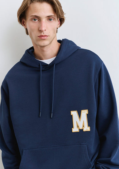 Back Printed Hooded Navy Sweatshirt