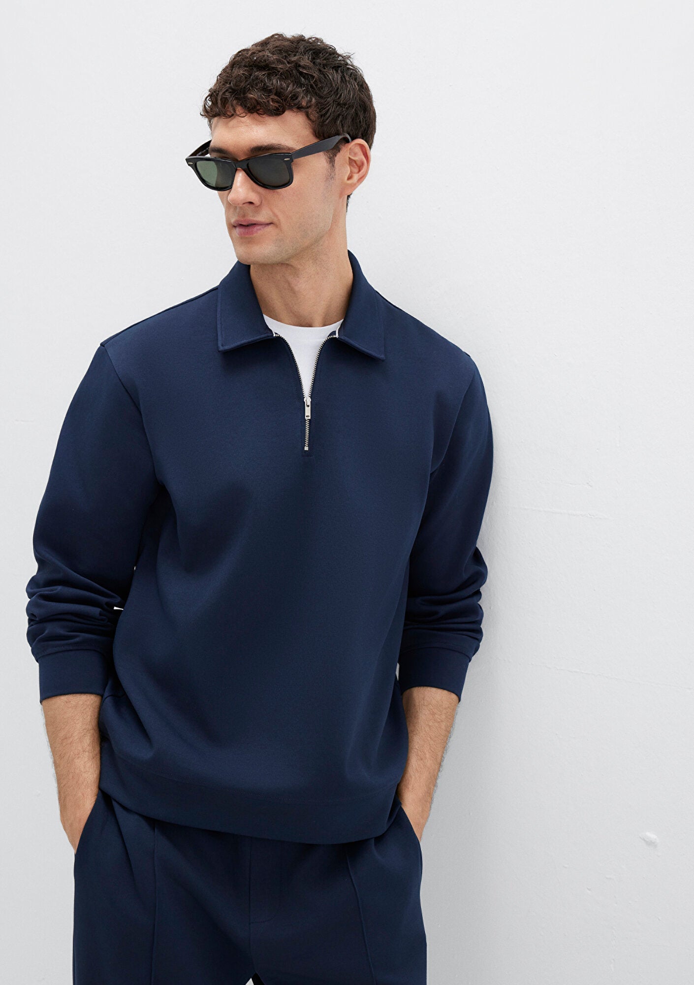 Half Zip Navy Sweatshirt