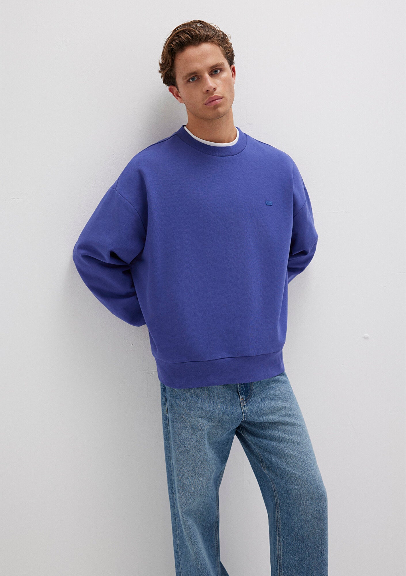 Crew Neck Blue Sweatshirt