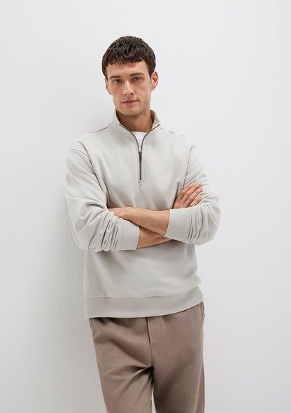 Half Zip Grey Basic Sweatshirt