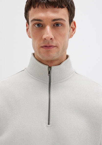 Half Zip Grey Basic Sweatshirt