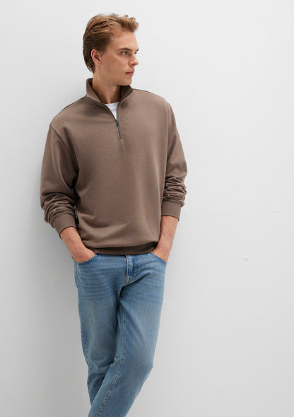 Half Zip Brown Sweatshirt