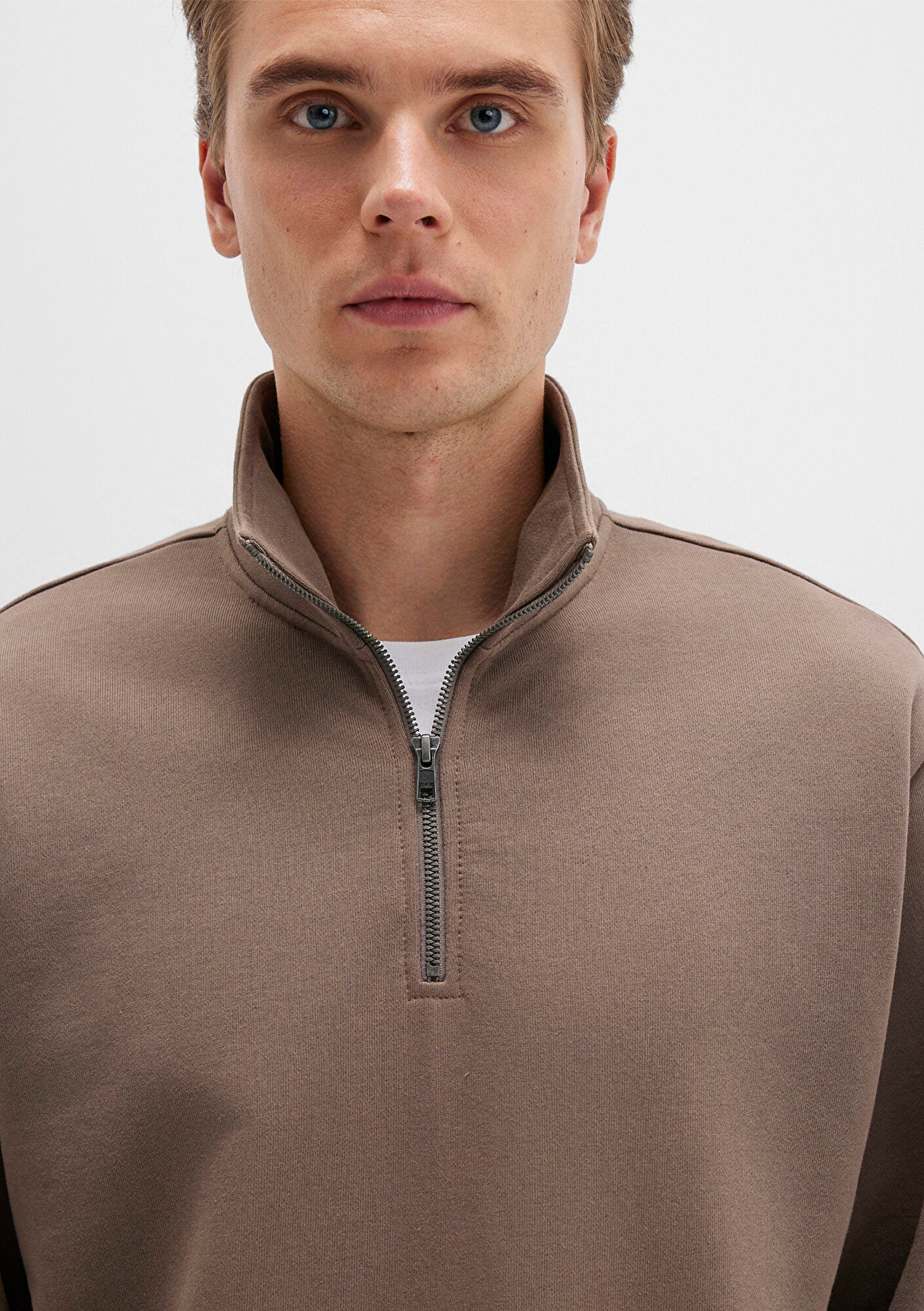 Half Zip Brown Sweatshirt