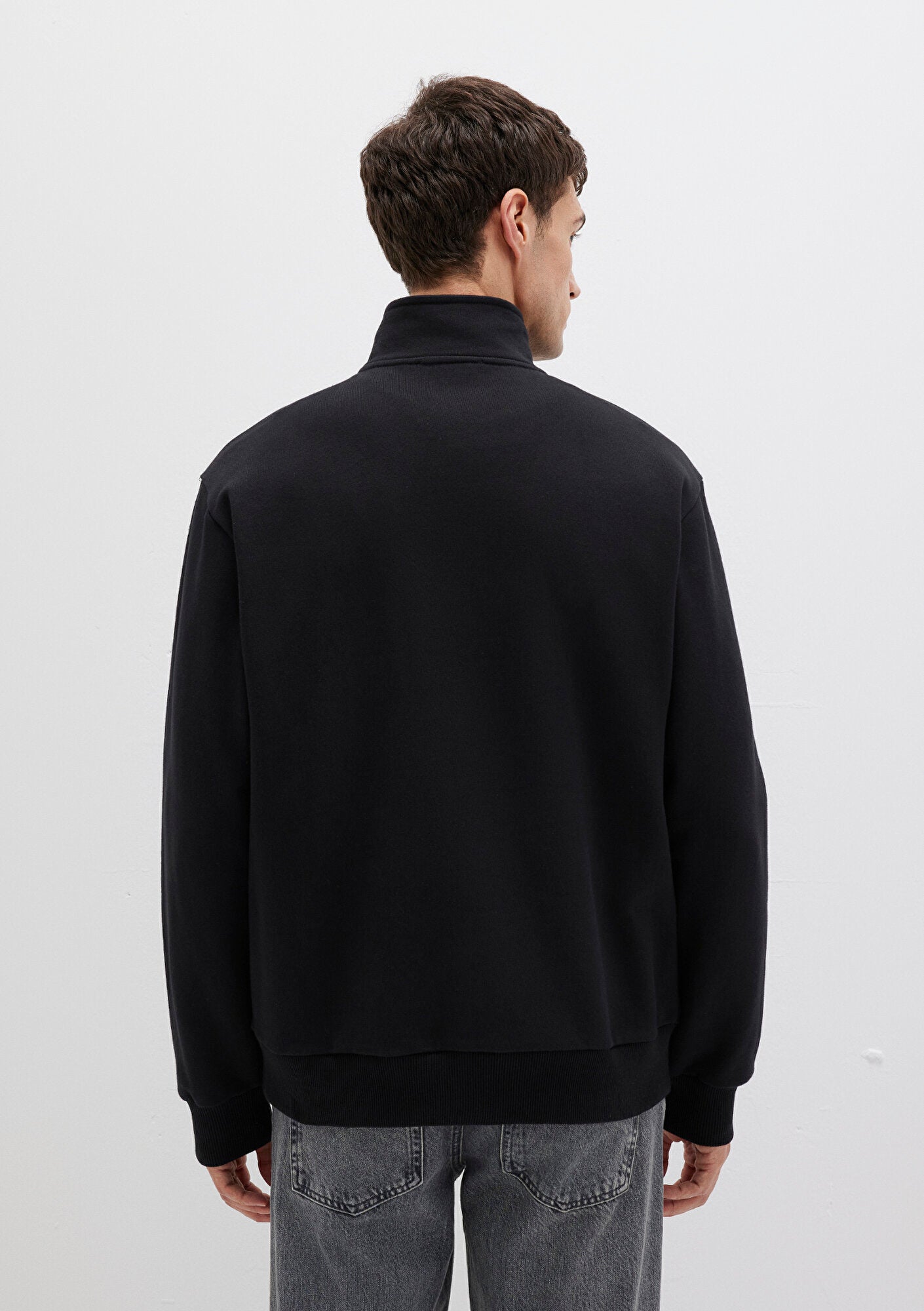 Half Zip Black Basic Sweatshirt