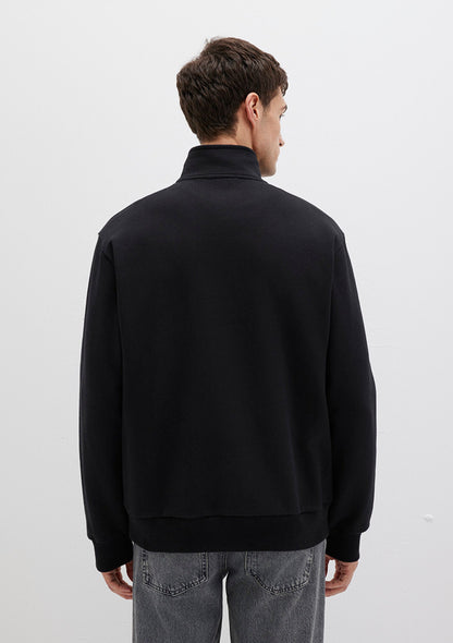 Half Zip Black Basic Sweatshirt