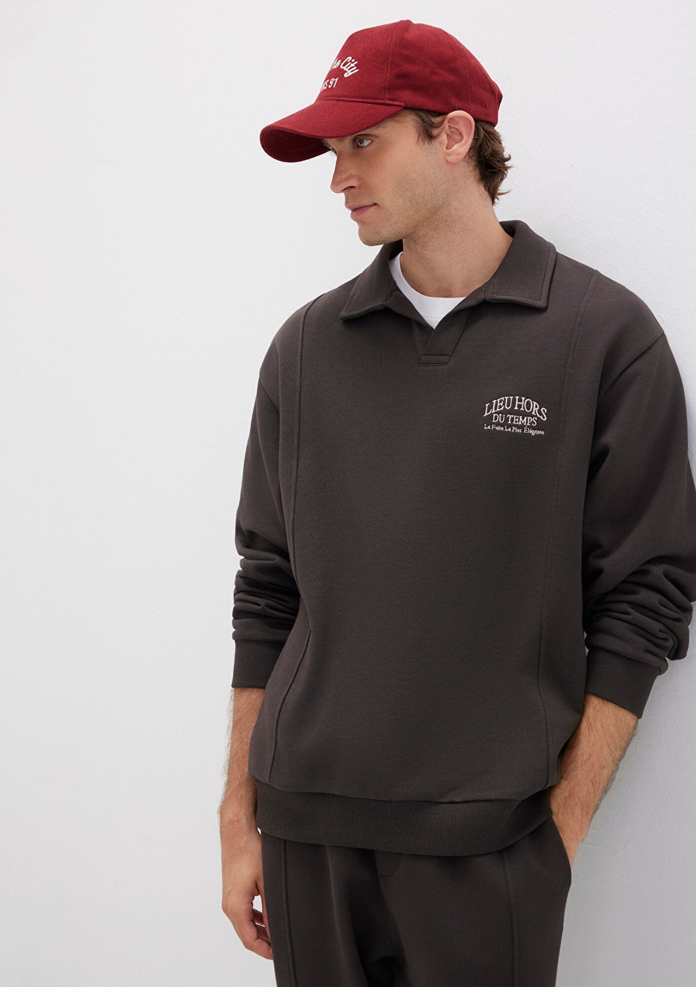 Brown Polo Neck Sweatshirt
