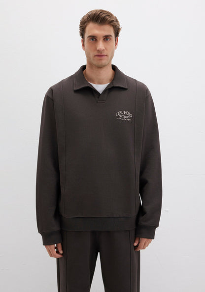 Brown Polo Neck Sweatshirt