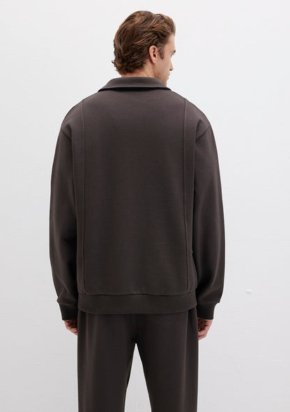 Brown Polo Neck Sweatshirt