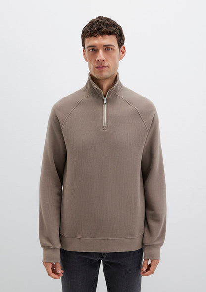 Half Zip Beige Sweatshirt