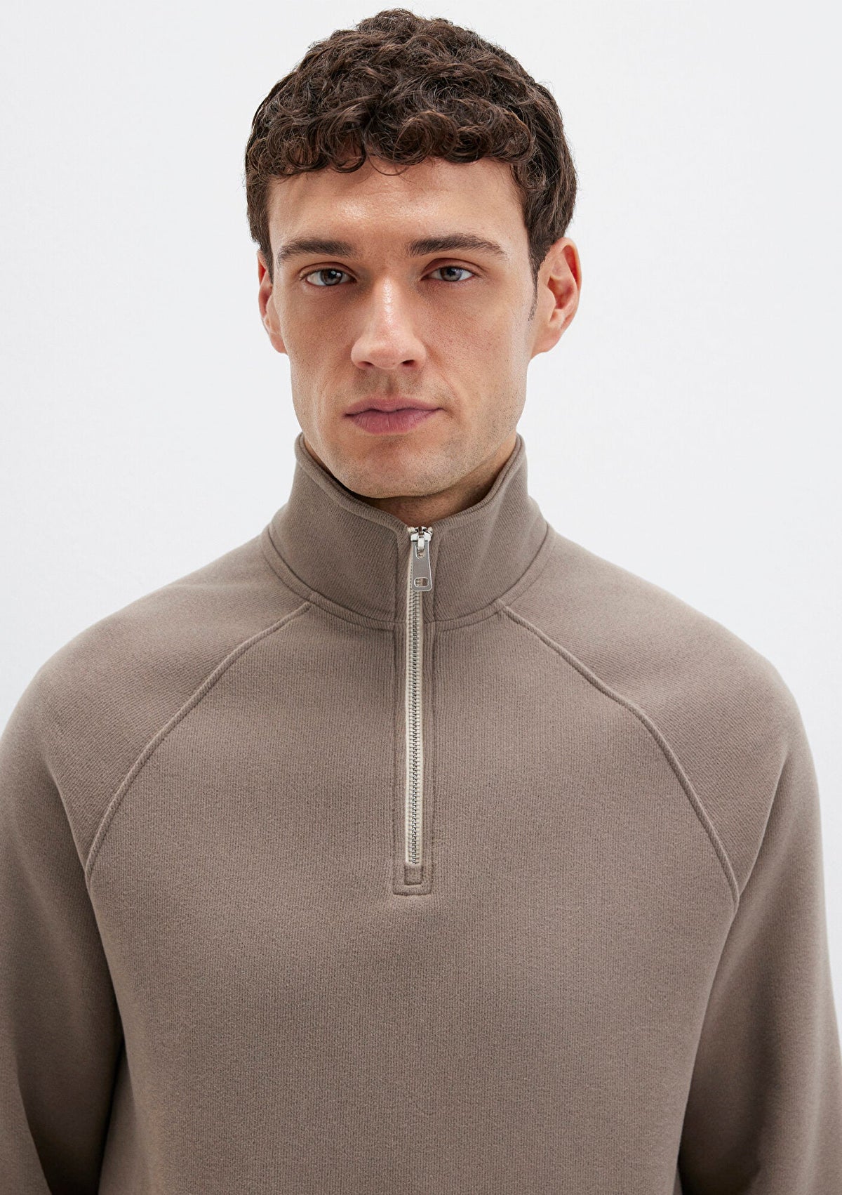 Half Zip Beige Sweatshirt
