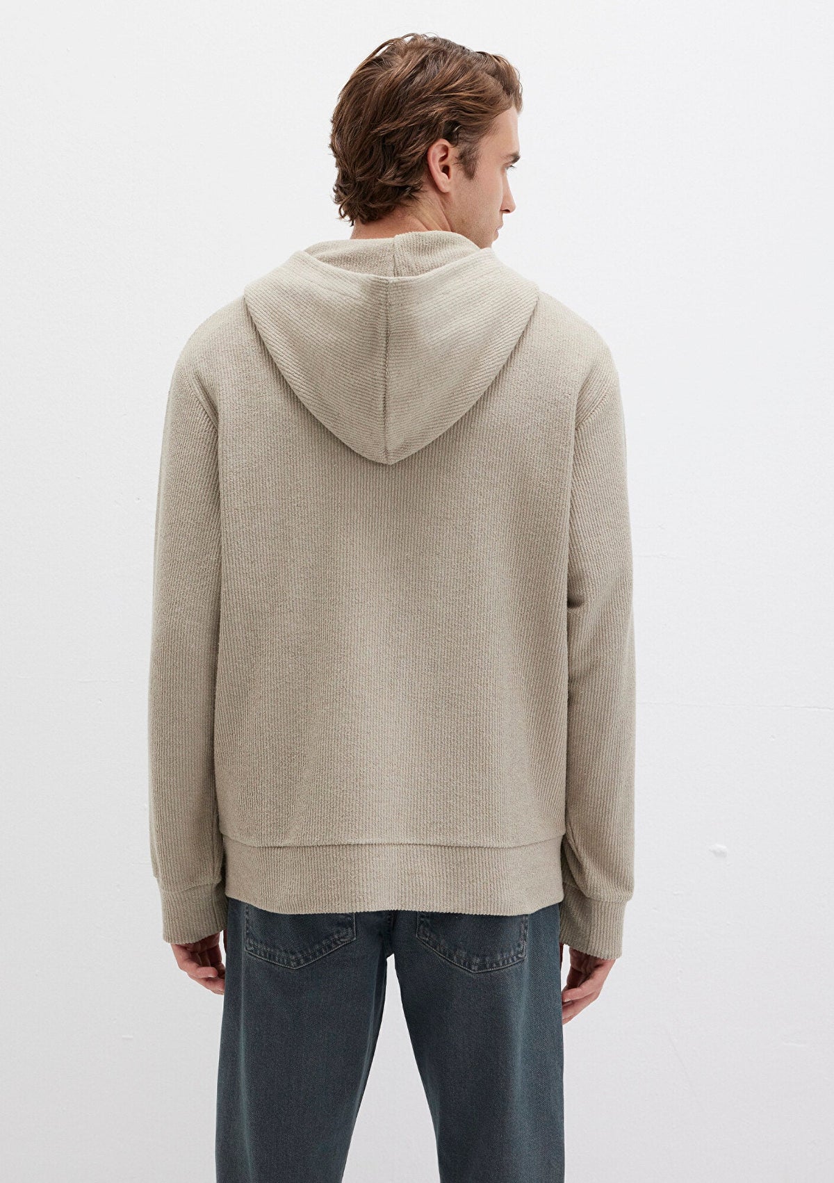 Striped Hooded Beige Sweatshirt