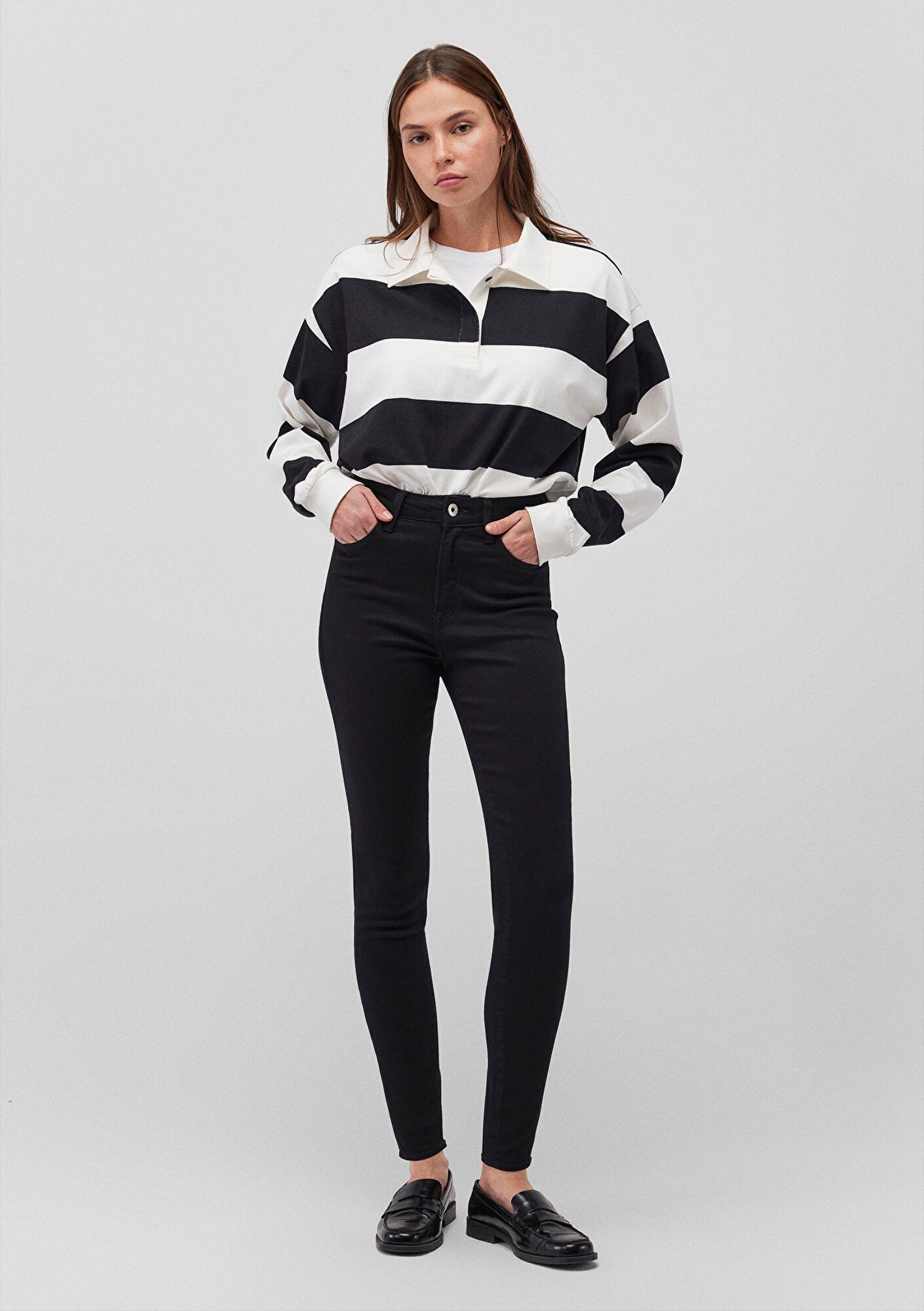 Serenay Black Gold Shape Jean Pants