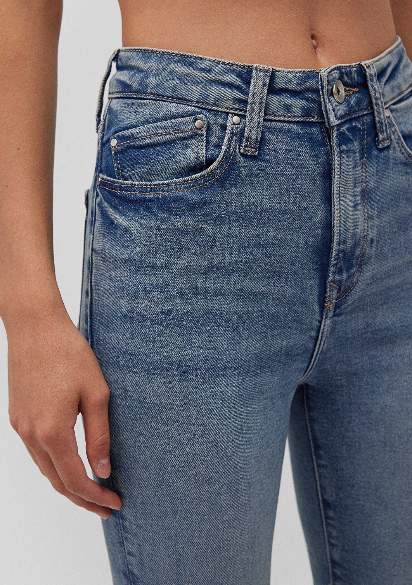Serenay Mid Used Gold Shape Jean Pants