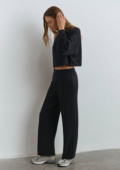 Sporty Lux Black Tencel Tm Modal Sweatpants