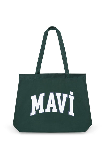 Mavi Logo Printed Green Shopper Bag